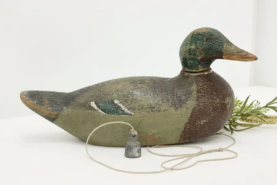 Main image of Farmhouse Vintage Carved Duck Decoy Sculpture, Brust