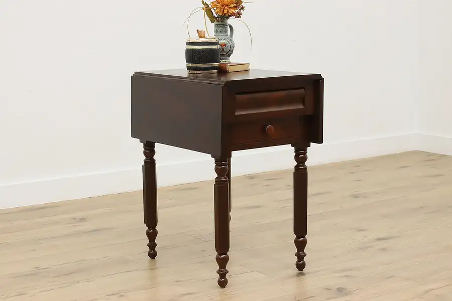 Main image of Empire Design Antique Drop Leaf Nightstand End or Hall Table