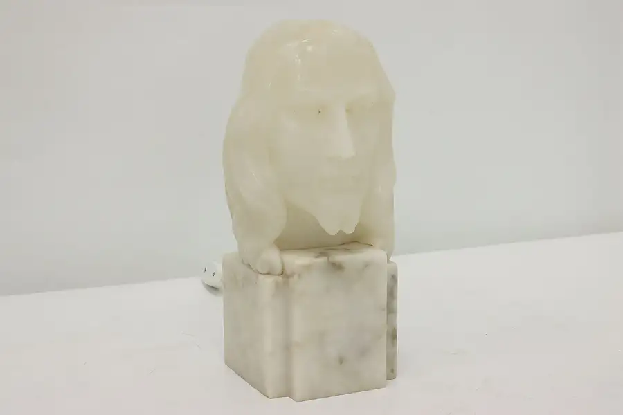 Main image of Jesus Christ Vintage Carved Onyx & Marble Lit Bust Sculpture