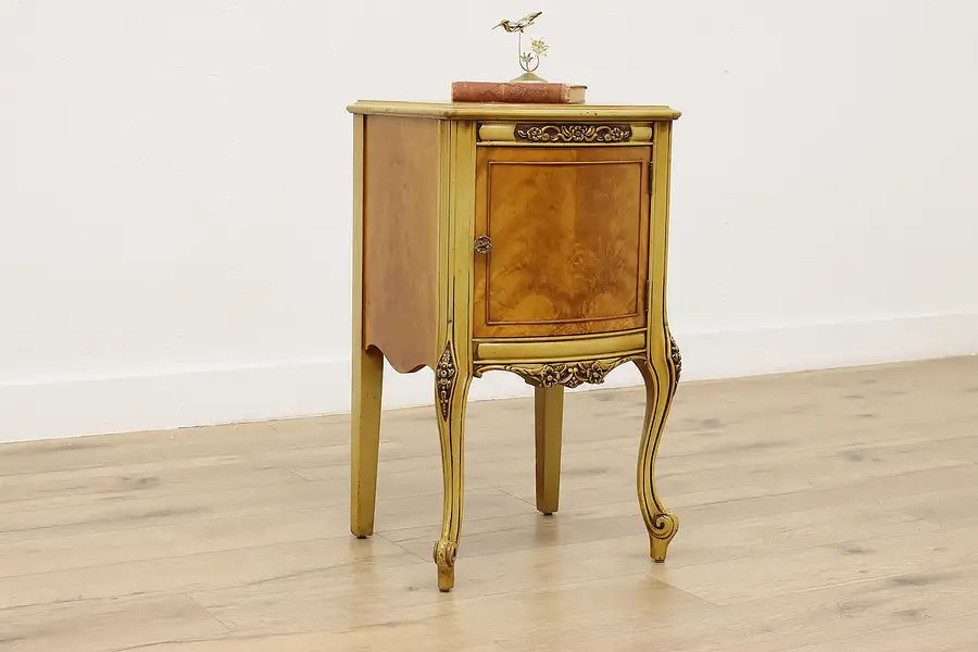 Main image of French Design Antique Maple Nightstand, End or Side Table