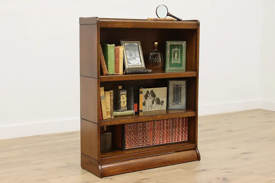 Main image of Traditional Antique 3 Stack Oak Office Library Bookcase Weis