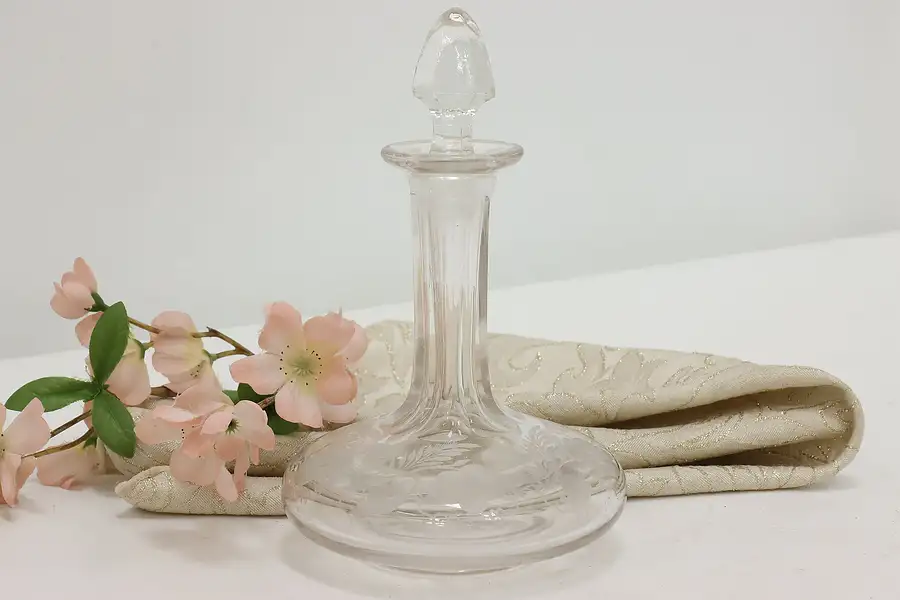 Main image of Victorian Antique Blown Glass Liqueur Decanter, Flowers