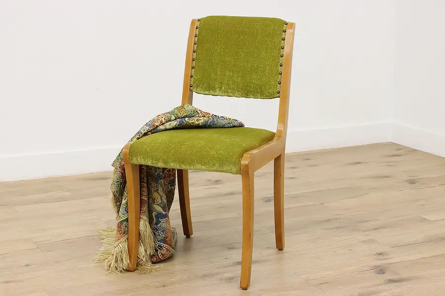 Main image of Midcentury Modern Vintage Side Chair, Green Upholstery