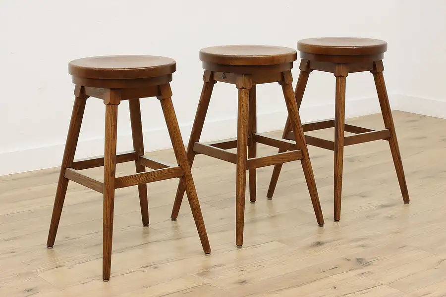 Main image of Set of 3 Farmhouse Vintage Bar or Counter Stools, Buckstaff