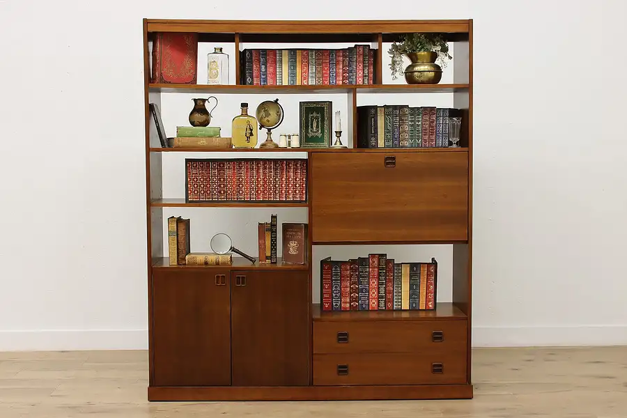 Main image of Midcentury Modern Vintage Bookcase & Desk or Bar, Mitsubishi