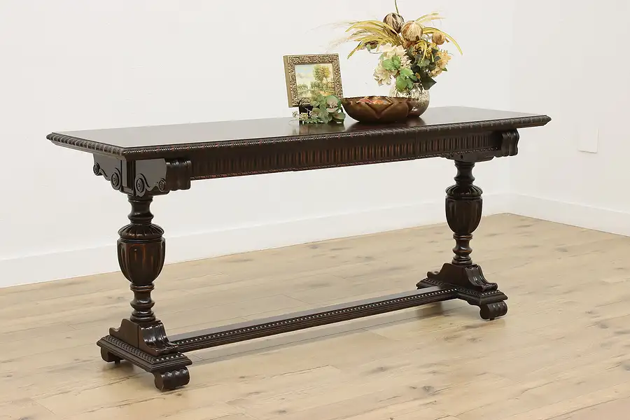 Main image of Tudor Design Antique Carved Mahogany Sofa Console Hall Table