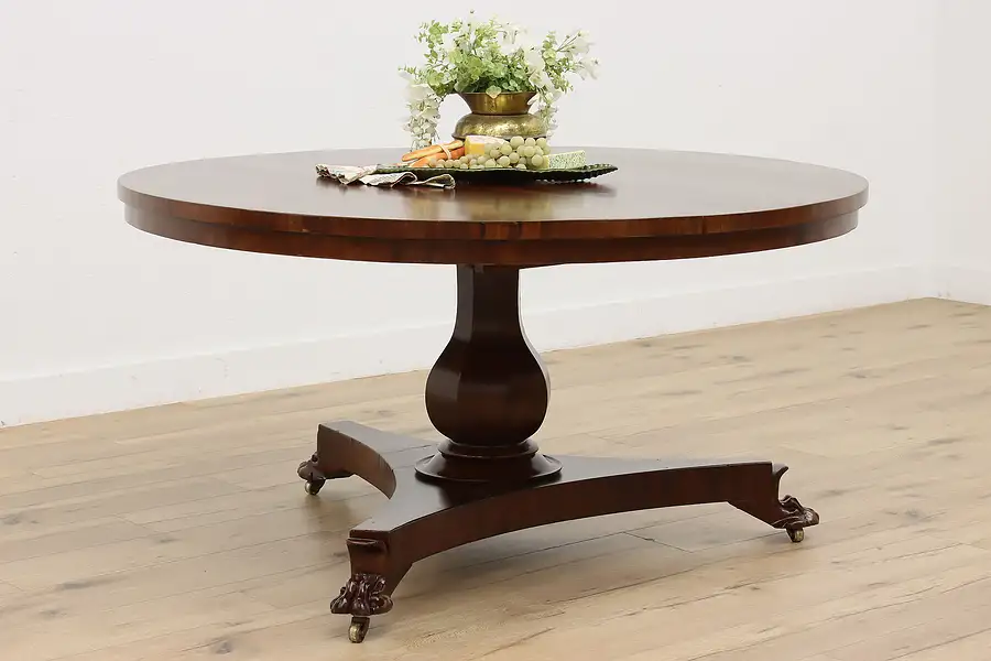 Main image of English Antique Mahogany 55" Round Flip Top Dining Table