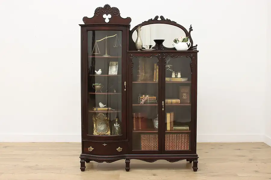 Main image of Victorian Antique Birch Library Bookcase or Display Cabinet