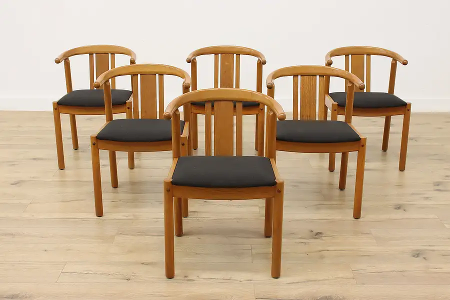 Main image of Set 6 Midcentury Modern Danish Teak Dining Chairs New Fabric