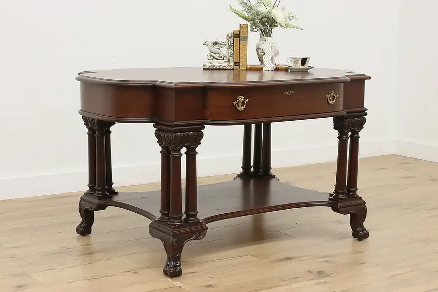 Main image of Empire Antique Mahogany Partner Desk or Library Table