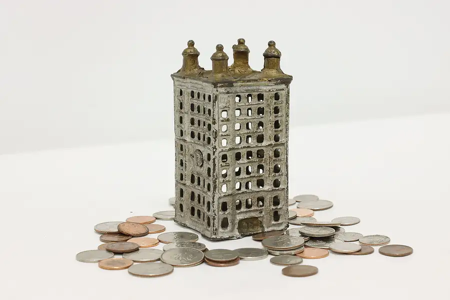 Main image of City Building Antique Painted Cast Iron Coin Bank