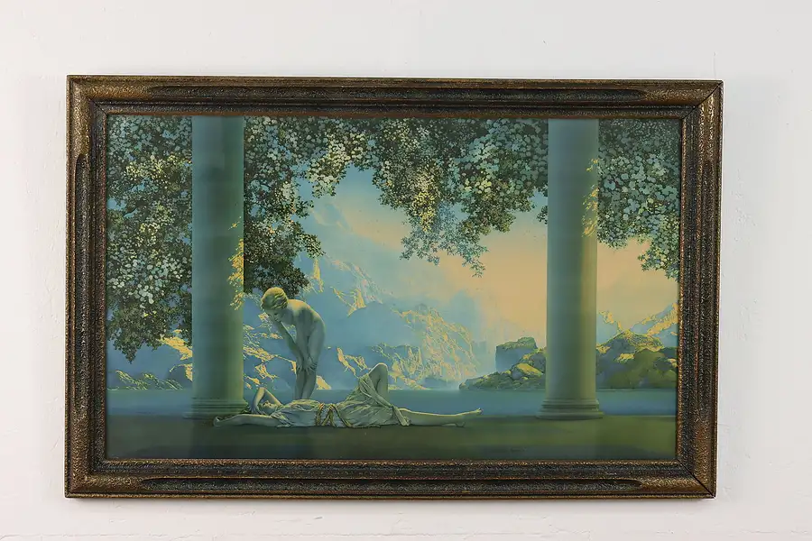 Main image of Daybreak Antique Art Deco Print Maxfield Parrish 33.5"