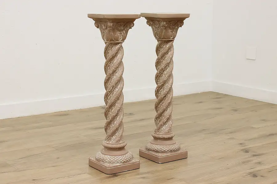 Main image of Pair of Vintage Classical Painted Sculpture Display Columns