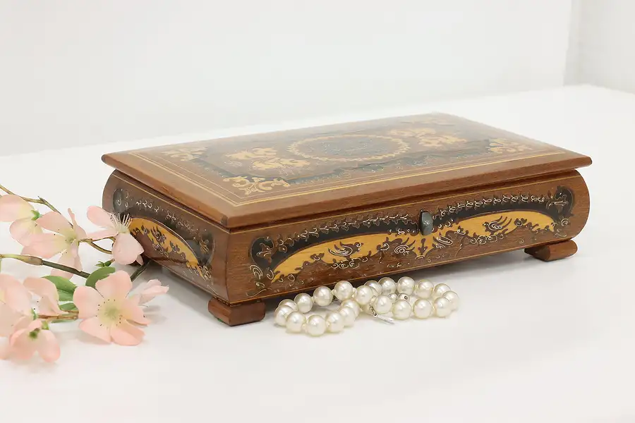 Main image of Marquetry Vintage Music & Jewelry Box, Lara's Theme, Mapsa