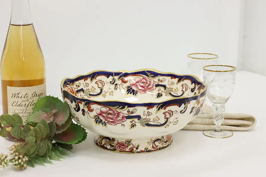 Main image of English Vintage Painted Ironstone Serving Bowl, Mason