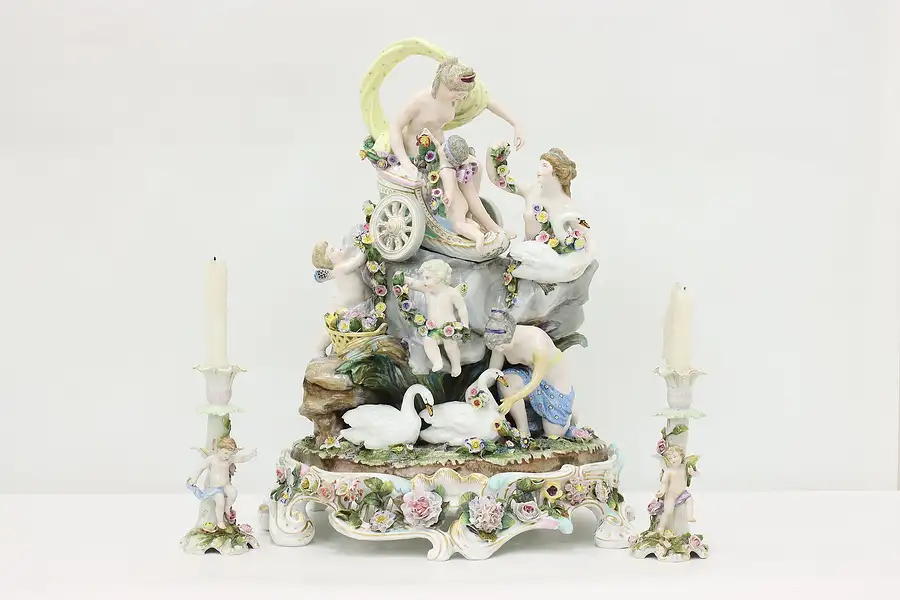 Main image of German Antique Painted Porcelain Sculpture Set, Schierholz