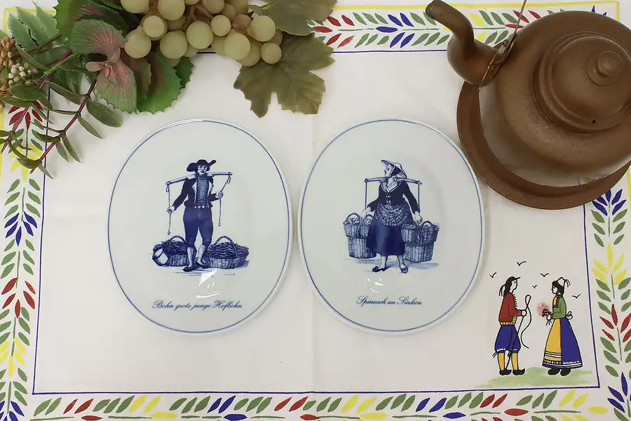 Main image of Pair of Vintage German Farmhouse Porcelain Meissen Trivets