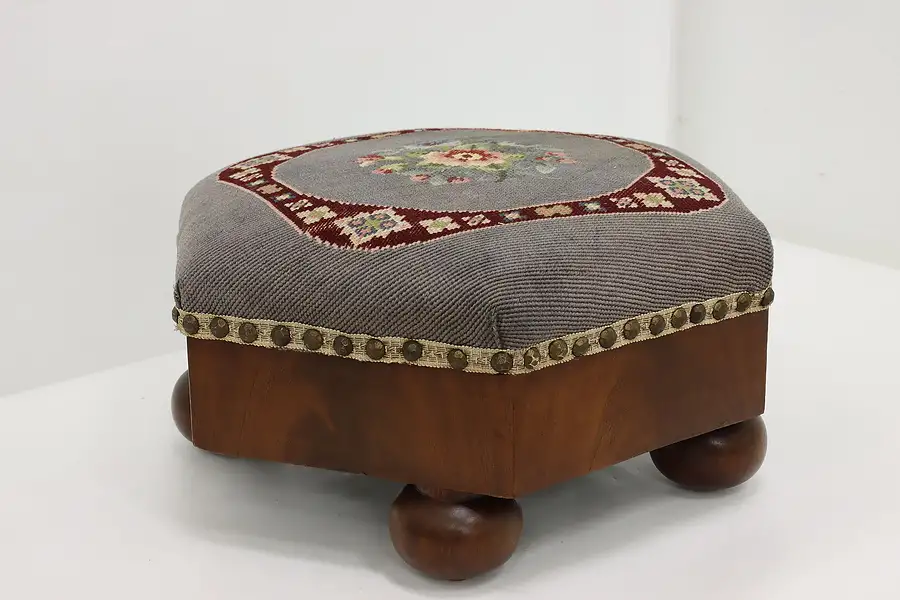 Main image of Empire Antique Mahogany & Needlepoint Footstool