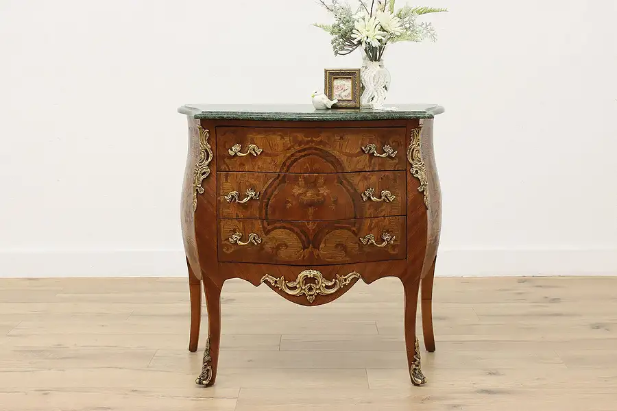 Main image of Bombe Vintage Marble Top & Rosewood Chest or Console