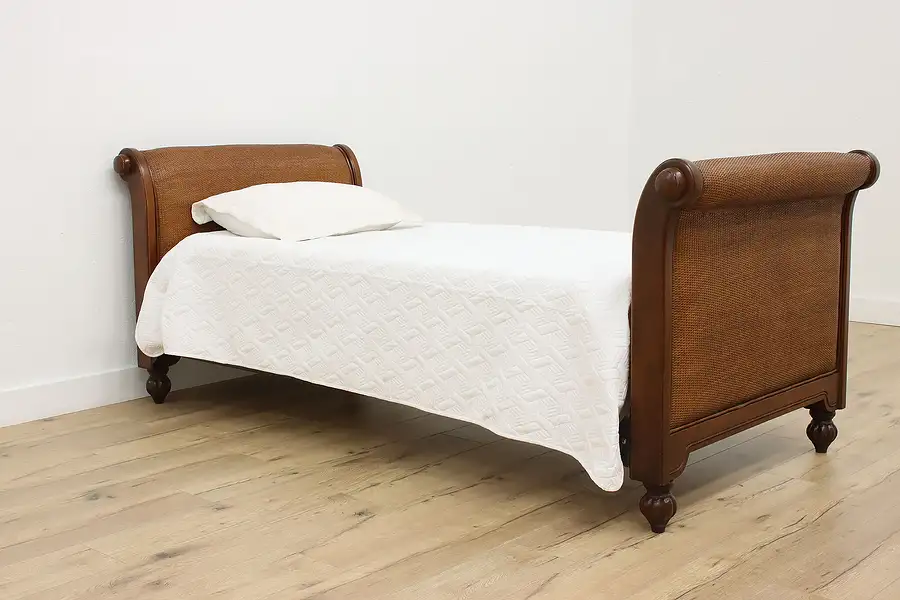 Main image of Traditional Vintage Caned Birch Twin Size Day Bed