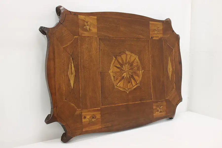 Main image of English Antique Walnut & Mahogany Marquetry Serving Tray