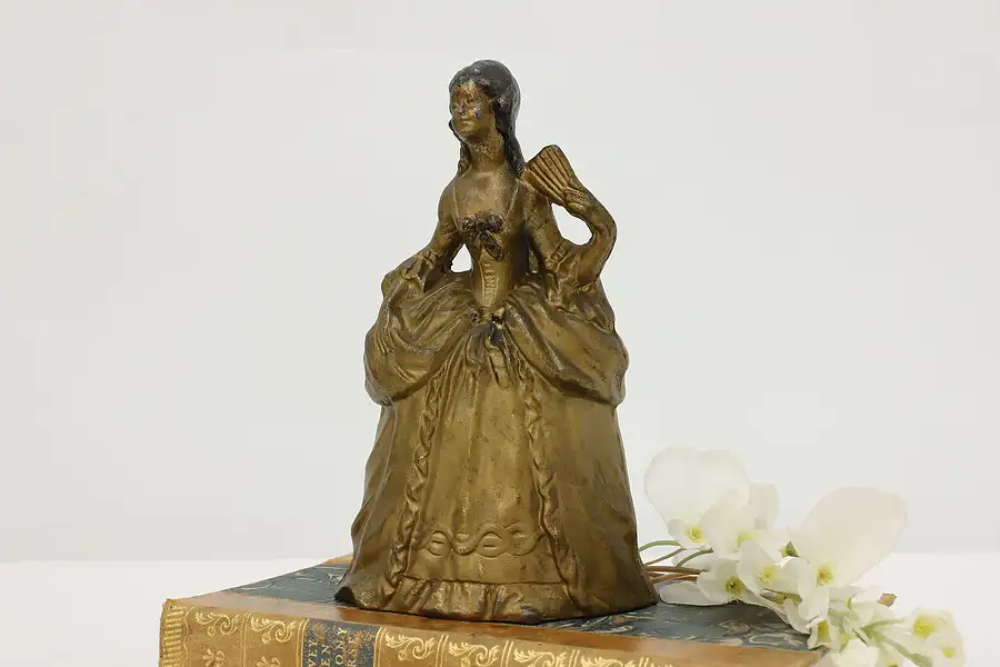 Main image of Victorian Antique Painted Lady Statue Door Stop, Signed