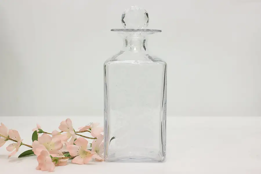 Main image of Traditional Vintage Etched Blown Glass Liquor Decanter