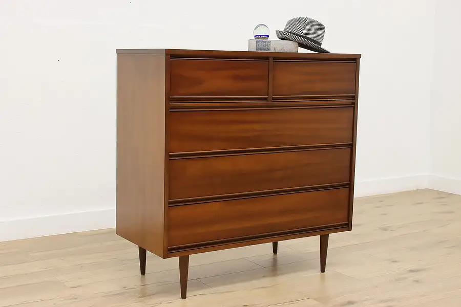 Main image of Midcentury Modern Vintage Walnut Tall Dresser or Chest Dixie