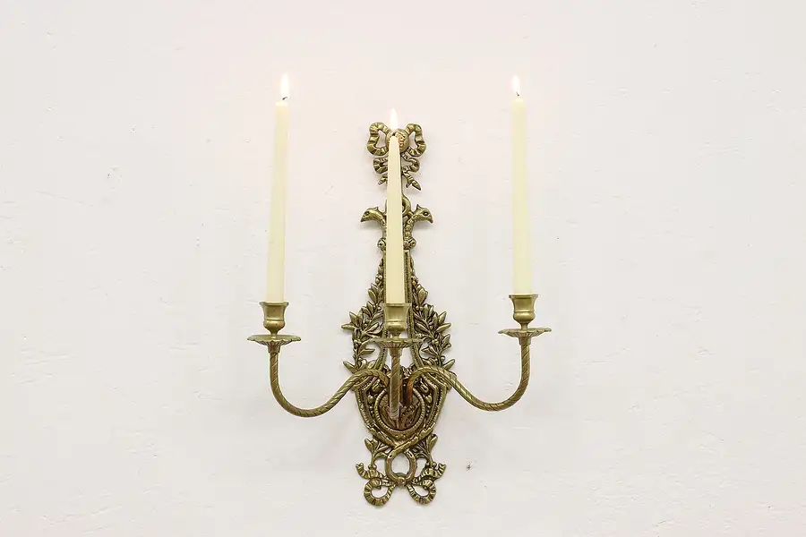 Main image of Classical Vintage 3 Arm Brass Candle Wall Sconce