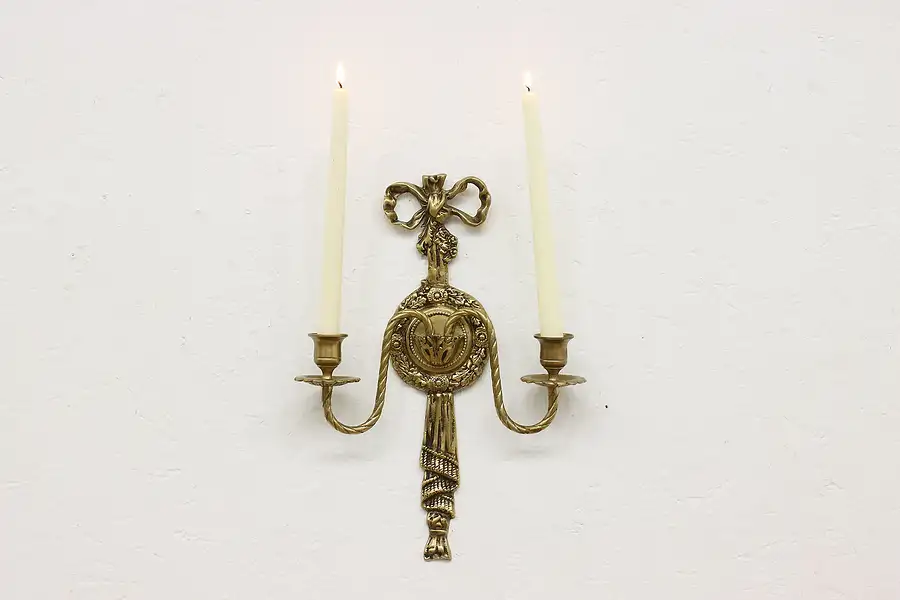 Main image of Classical Vintage Brass Double Arm Candle Wall Sconce