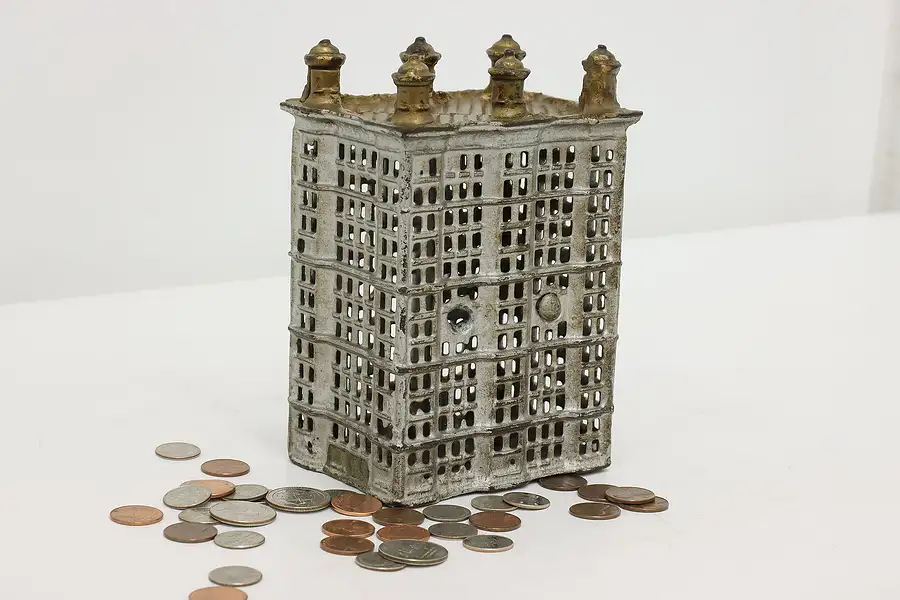 Main image of Apartment Building Antique Painted Cast Iron Coin Bank