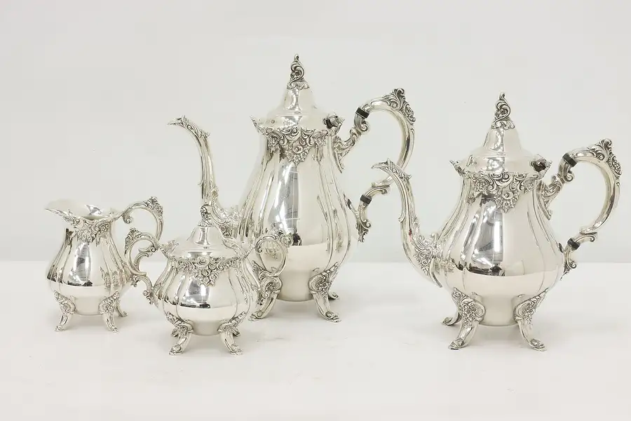 Main image of Baroque by Wallace Vintage 4 Pc Silverplate Coffee & Tea Set