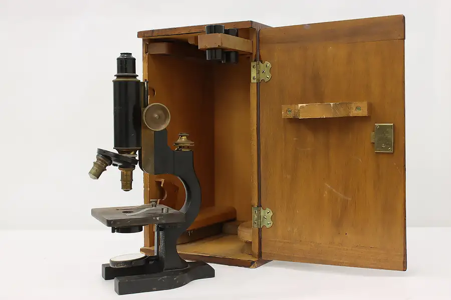 Main image of Industrial Antique Laboratory Microscope & Case, Spencer