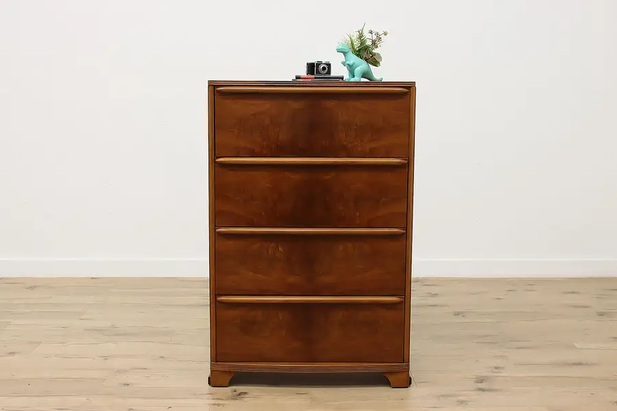 Main image of Art Deco Vintage Walnut Dresser or Tall Chest, Kroehler