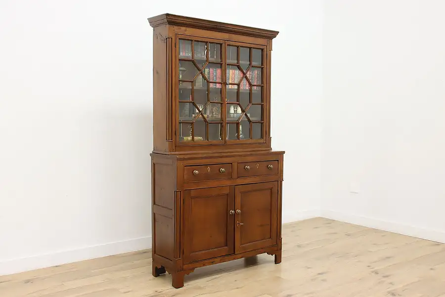 Main image of Farmhouse Pine Antique Kitchen Cupboard Cabinet or Bookcase