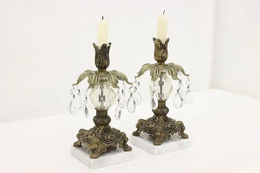 Main image of Pair of Renaissance Design Vintage Marble Candlesticks