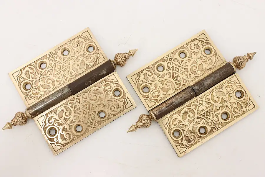 Main image of Pair of Antique Victorian Bronze & Iron Door Hinges