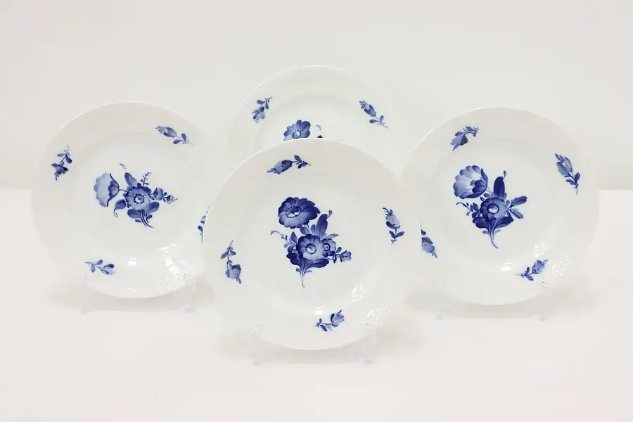 Main image of Set of 4 Danish Blue Flower Salad Plates, Royal Copenhagen