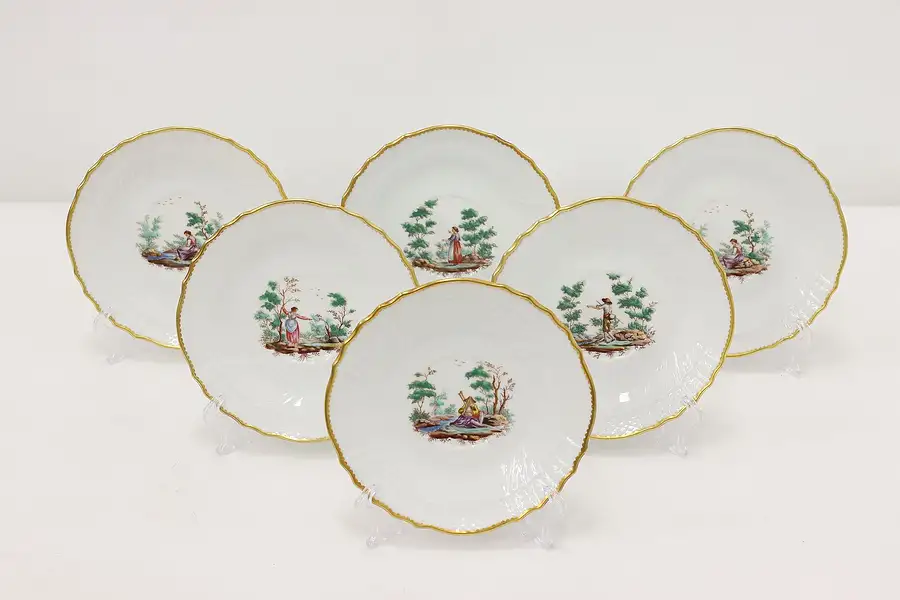 Main image of Set of 6 Vintage Italian Porcelain Saucers, Mantova Ginori