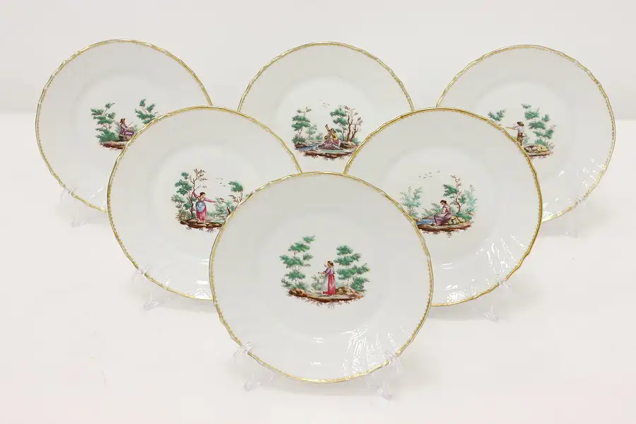 Main image of Set of 6 Vintage Italian Porcelain Saucers, Mantova Ginori