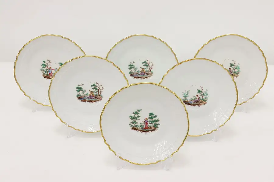 Main image of Set of 6 Vintage Italian Porcelain Appetizer Plates, Ginori