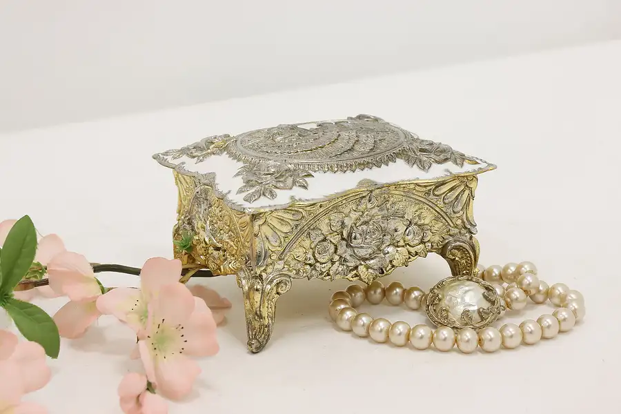 Main image of Princess & Roses Vintage Cast Metal Jewelry Music Box, Japan