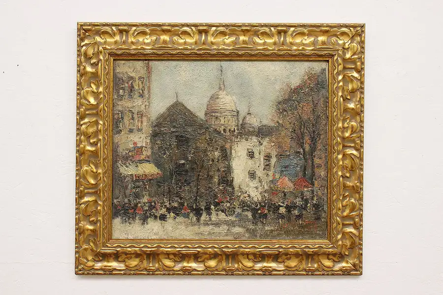 Main image of Paris Sacre Coeur Vintage Original Oil Painting Remy 32.5"