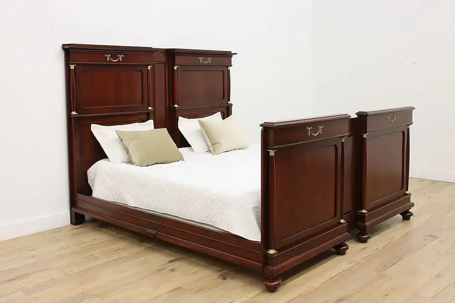 Main image of French Classical Antique Mahogany King Size Bed, Bronze