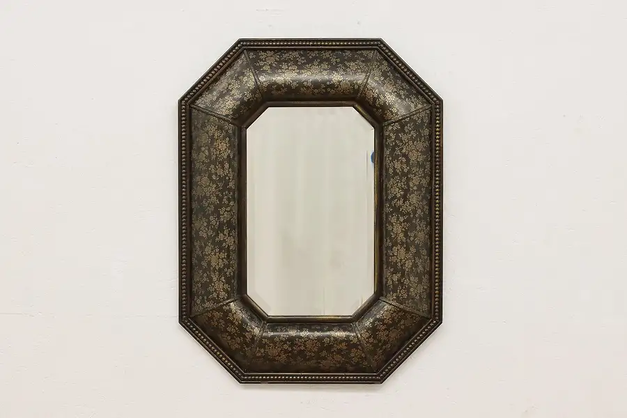 Main image of Embossed Leather Hexagonal Mirror, Vertical or Horiz Elliott