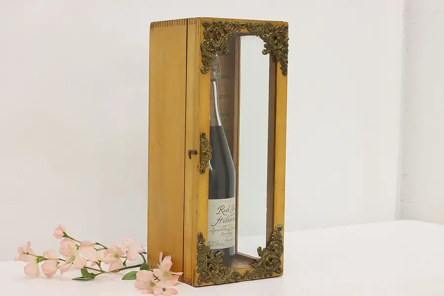 Main image of Victorian Antique Pine & Brass Tabletop Display or Wine Case