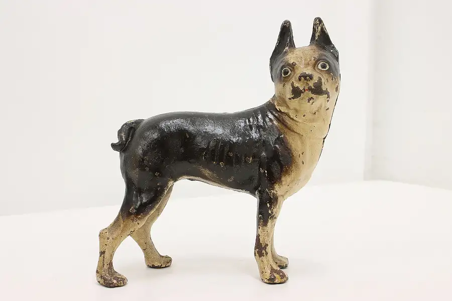 Main image of Farmhouse Antique Cast Iron Boston Terrier Dog Door Stop