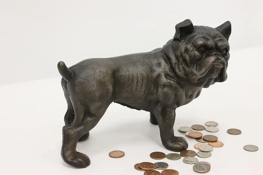 Main image of Farmhouse Antique Cast Iron Bulldog Coin Bank or Door Stop