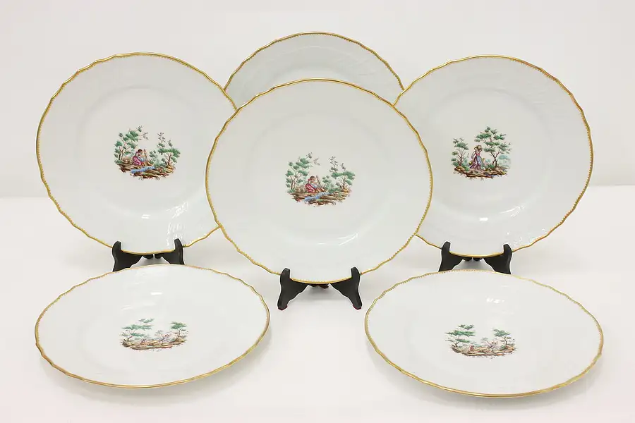 Main image of Set 6 Vintage Italian China Dinner Plates Mantova Ginori