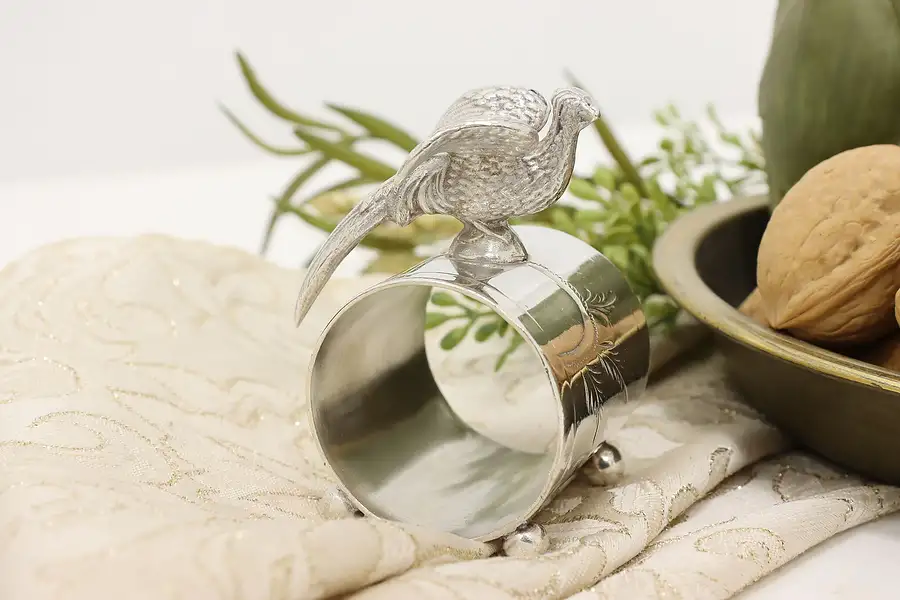 Main image of Victorian Antique Silverplate Pheasant Napkin Ring